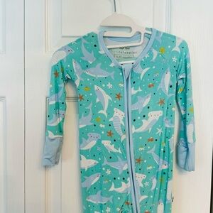 EUC Little Sleepies Shark Zippy, 6-12 months